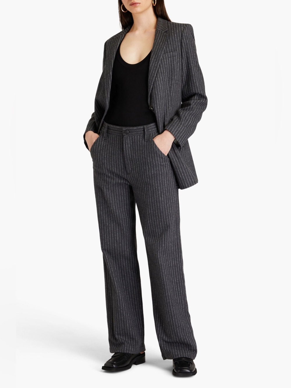 RAG & BONE
Sid Pinstriped Wool-Blend Wide-Leg Pants , sz : 25